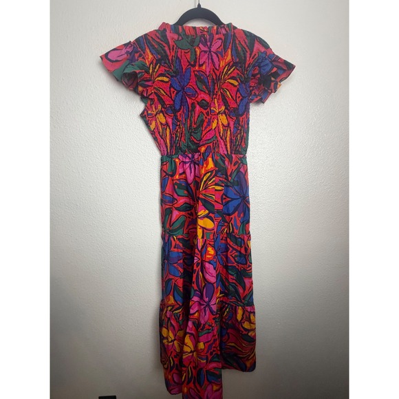 Sugarlips Floral Smocked Maxi Dress Multi Color Flutter Sleeve Cotton Size XS - Picture 8 of 8